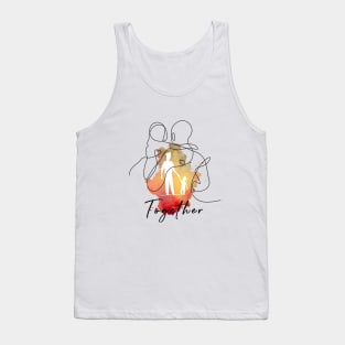 father's day - walk together in the sun line draw black Tank Top